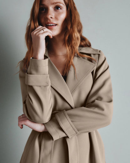 Stretch Crepe Trench Coat - XS / Olive