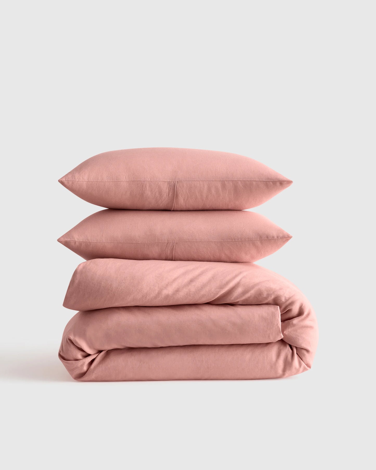 European Linen Duvet Cover Set - Twin / Peach