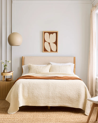 Organic Cotton Hand Stitched Quilt - Twin / Stone