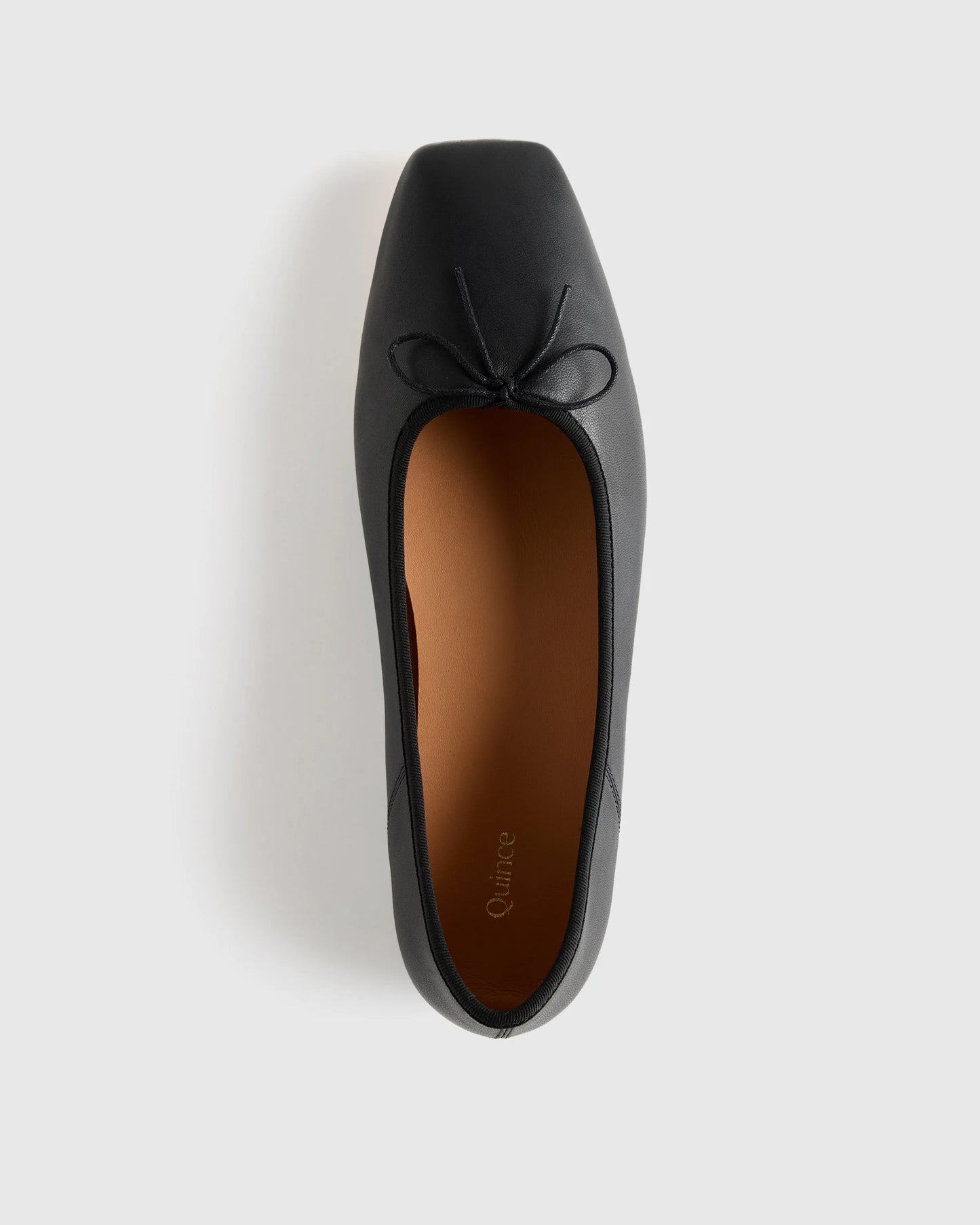 Italian Leather Square Toe Ballet Flat - 5 / Cognac