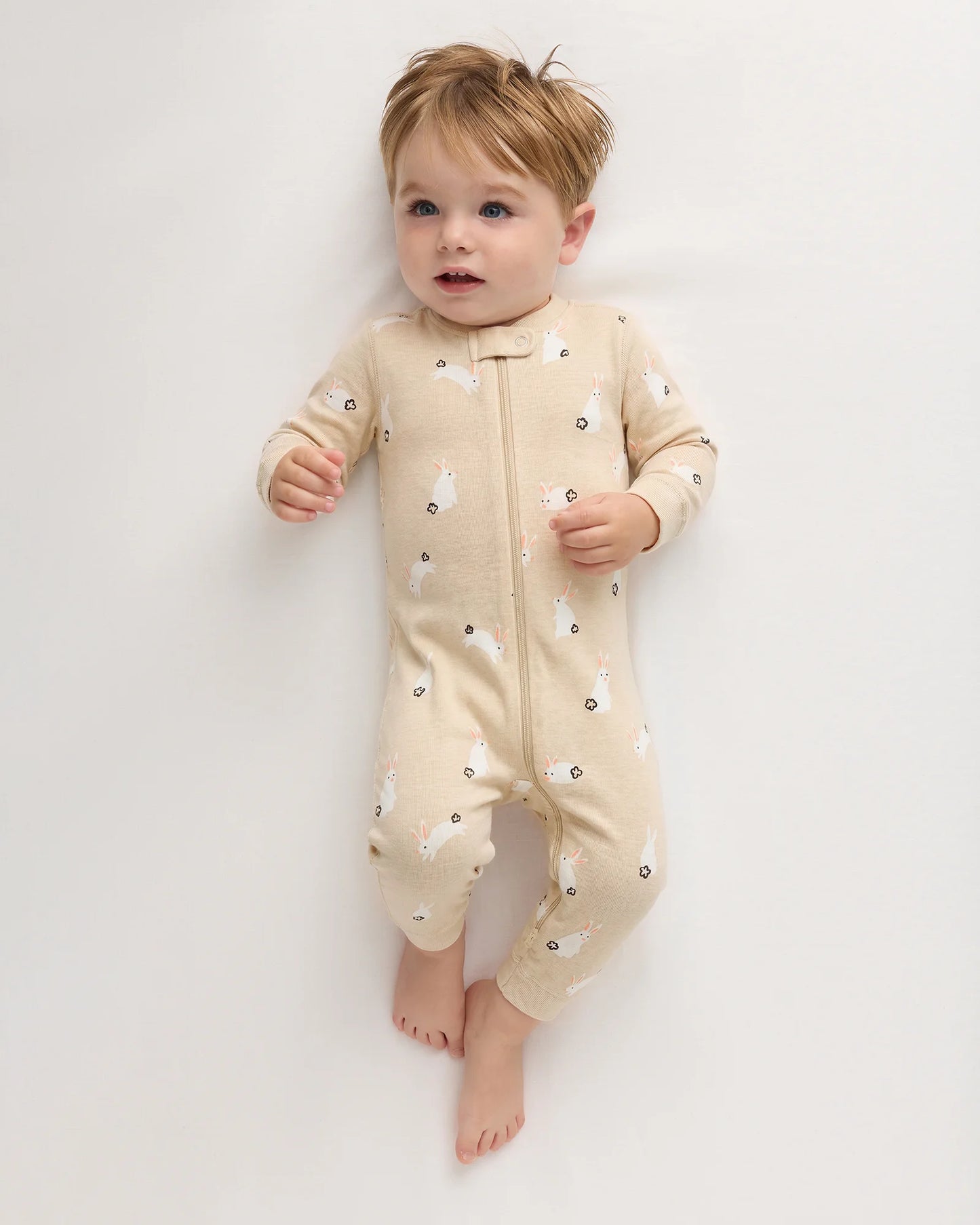 100% Organic Cotton One Piece Pajama - 0-3M / Navy Stripe