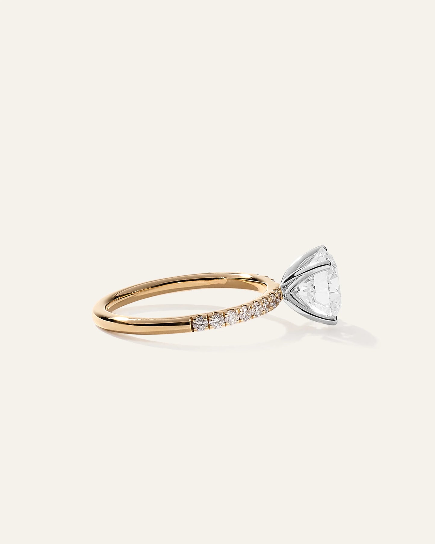 Lab Grown Diamond Round Petite Pave Engagement Ring - 2ct - 4 / Yellow Gold