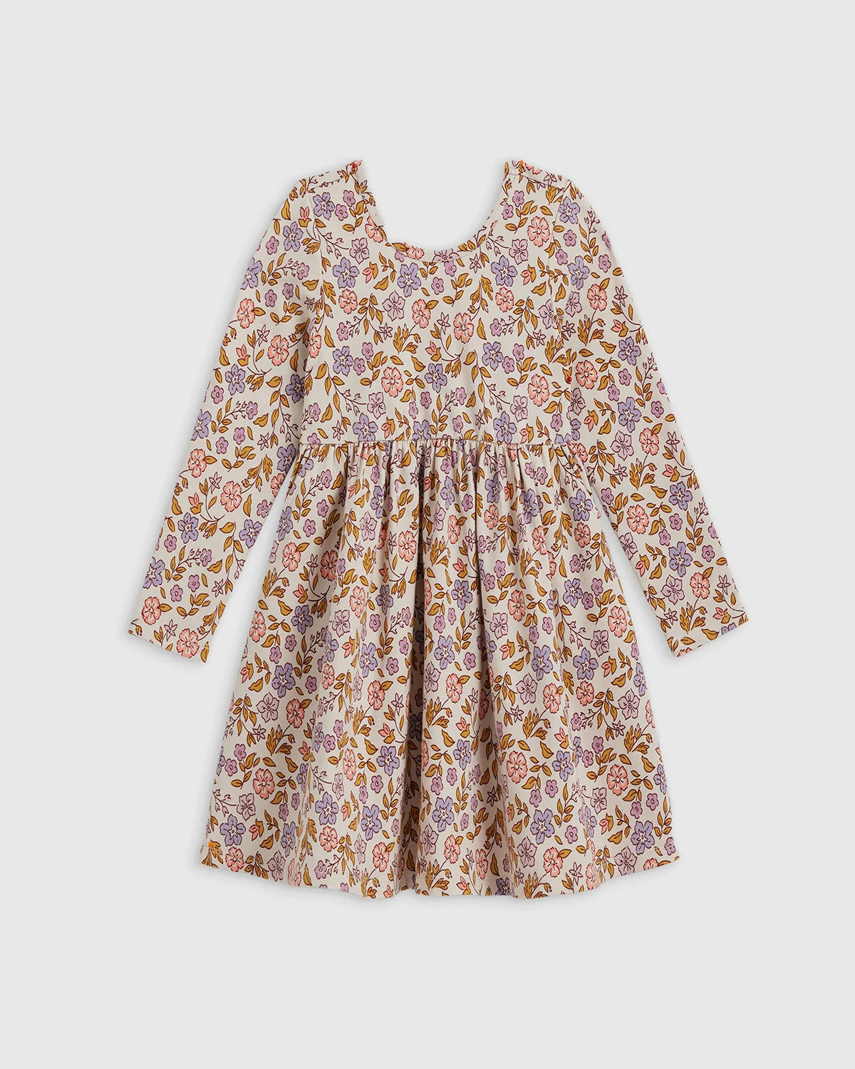 Organic Cotton Long Sleeve Skater Dress - 6 / Red Poppy Garden