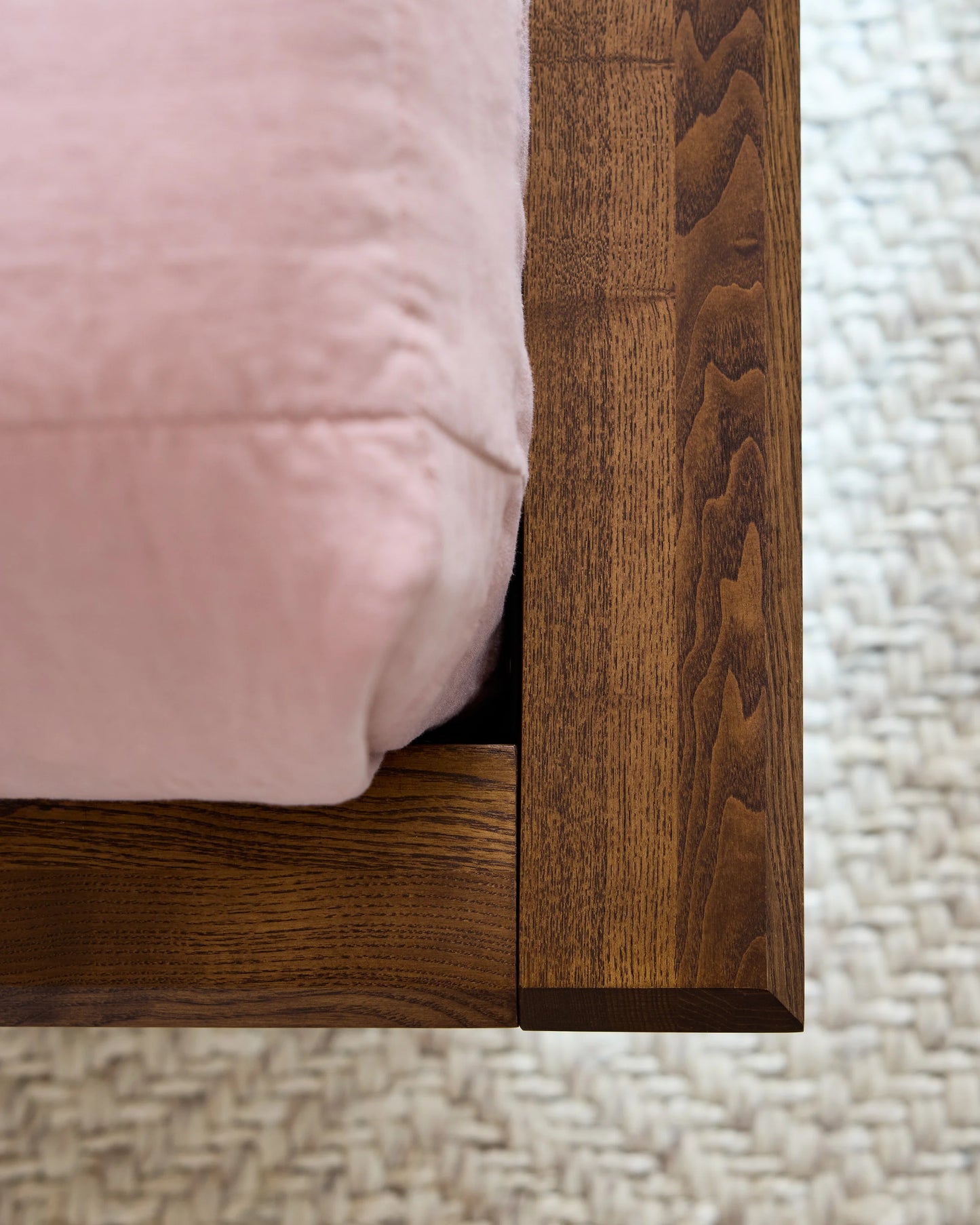 Solid Wood Midcentury Platform Bed - Queen / Chestnut Ash