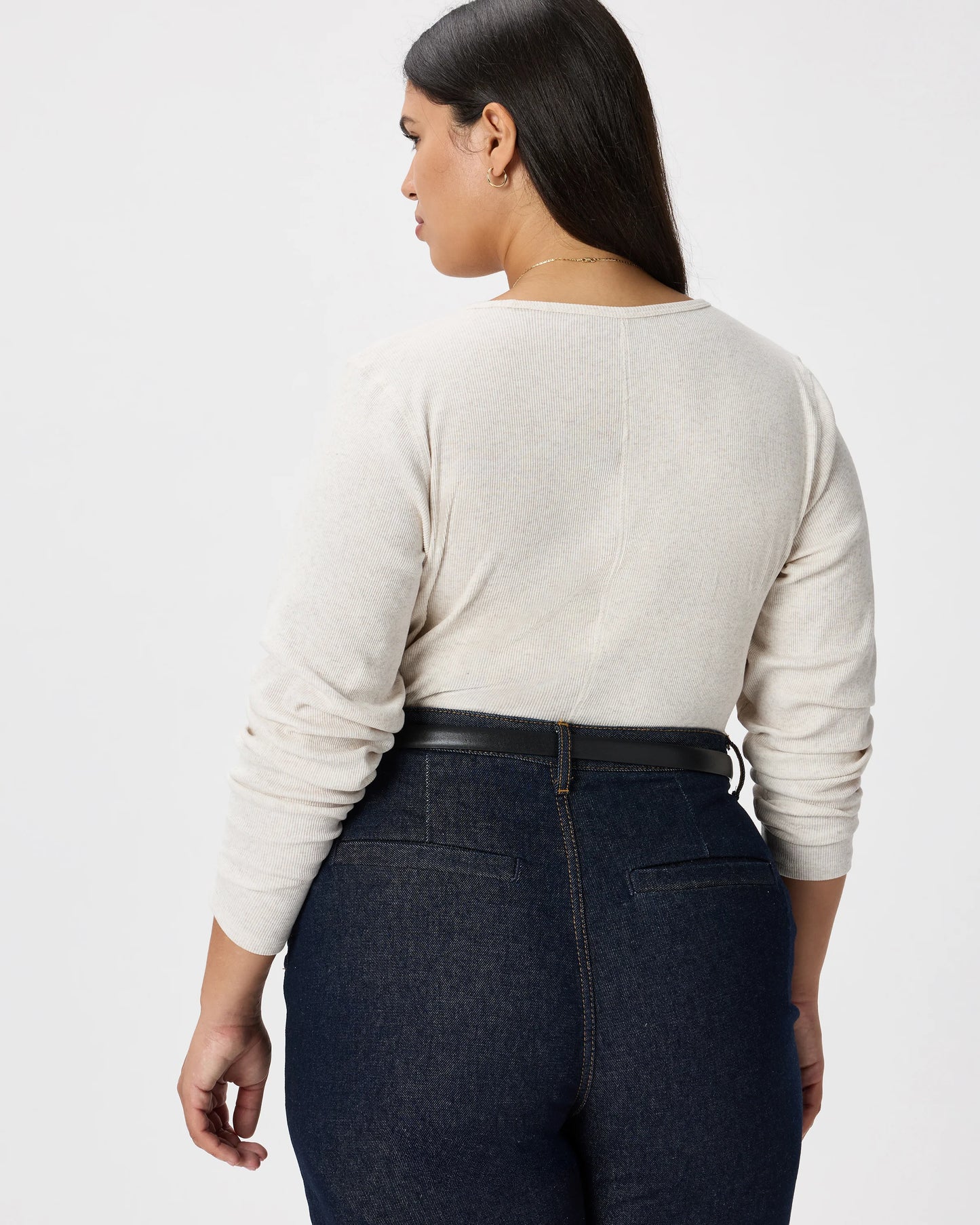 Organic Cotton Micro-Rib Long Sleeve Tee - XS / Moonstone Blue