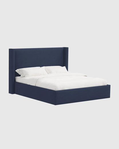 100% Linen Wingback Bed - Full / Canvas