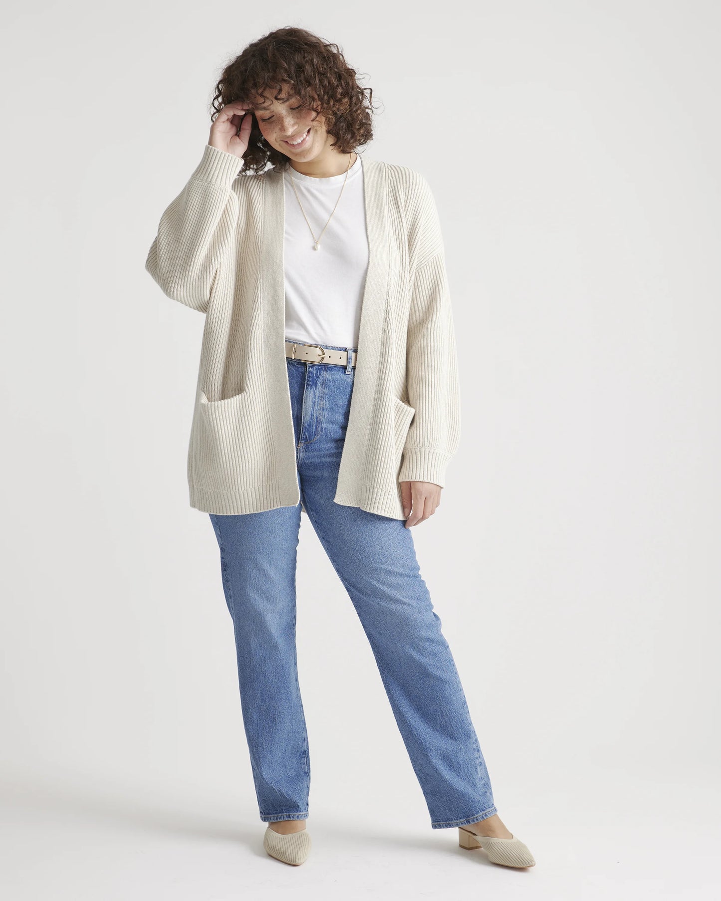 100% Organic Cotton Oversized Cardigan - XS / Camel
