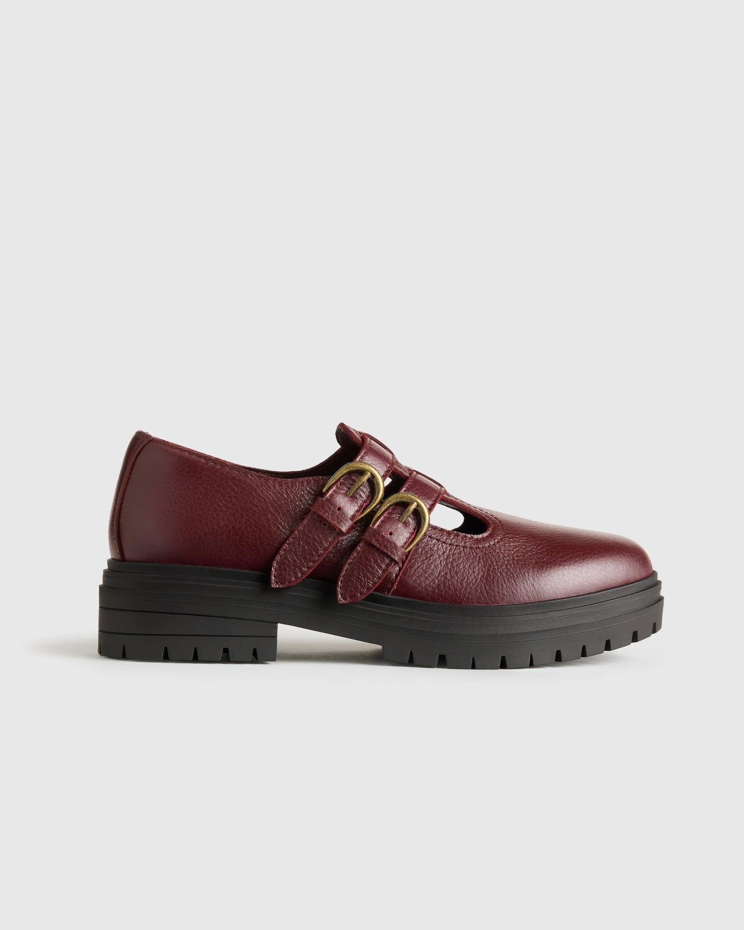 Italian Leather Lug Sole Mary Jane - 5 / Black