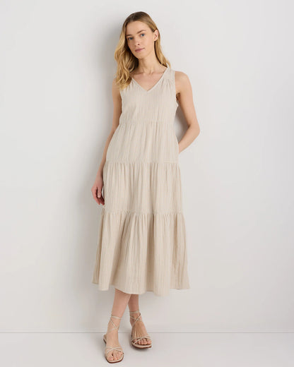 100% Organic Cotton Gauze Tiered Maxi Dress - XS / Indigo Blue