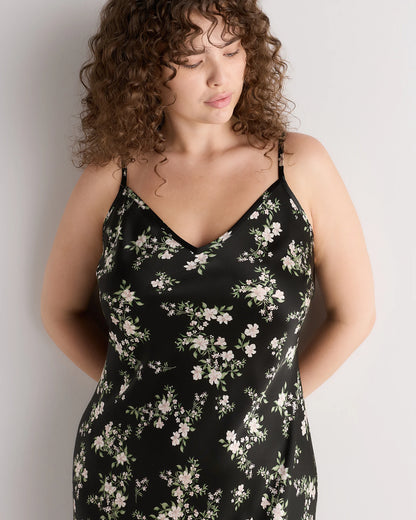 100% Washable Silk Slip Dress - 1X / Champagne