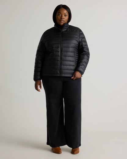 Lightweight Down Packable Puffer Jacket - 1X / Black