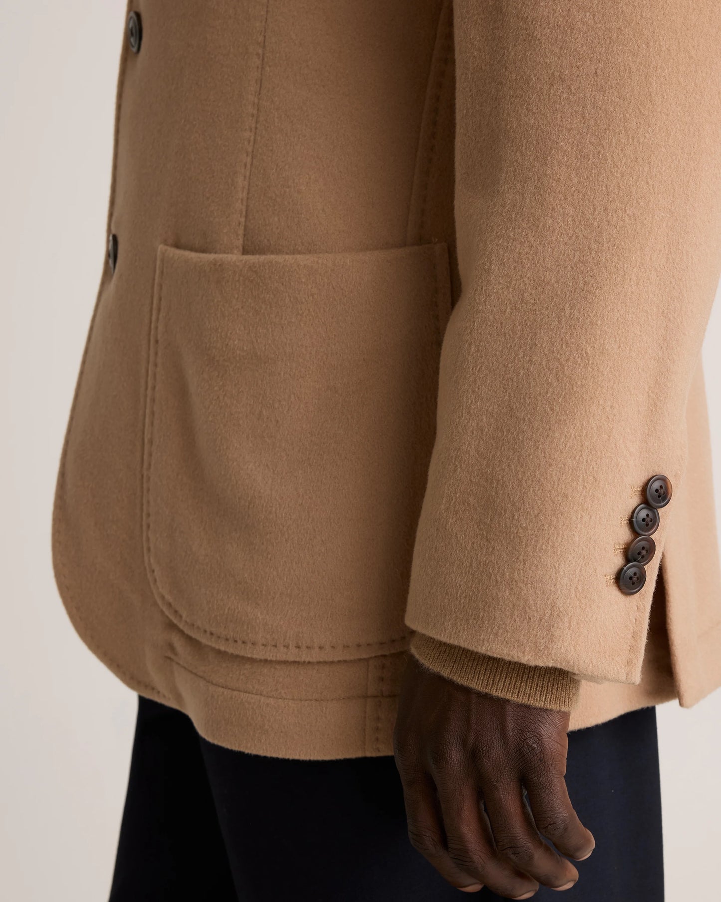 100% Mongolian Cashmere Stand Collar Blazer - S / Camel