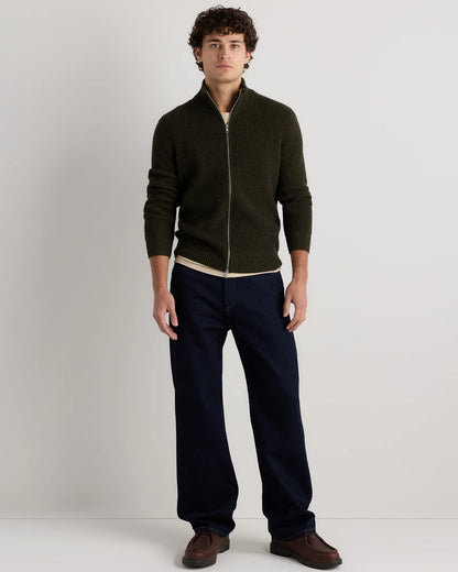 Mongolian Cashmere Fisherman Full Zip Sweater - S / Teak
