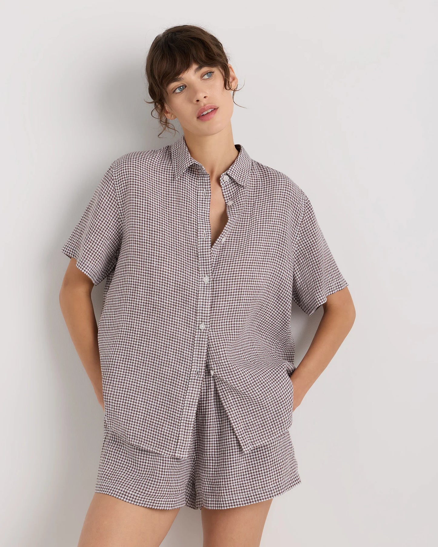 100% European Linen Shorts Pajama Set - XS / French Blue