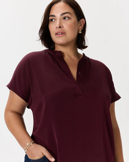 Washable Stretch Silk Dolman Sleeve Blouse - 1X / Black