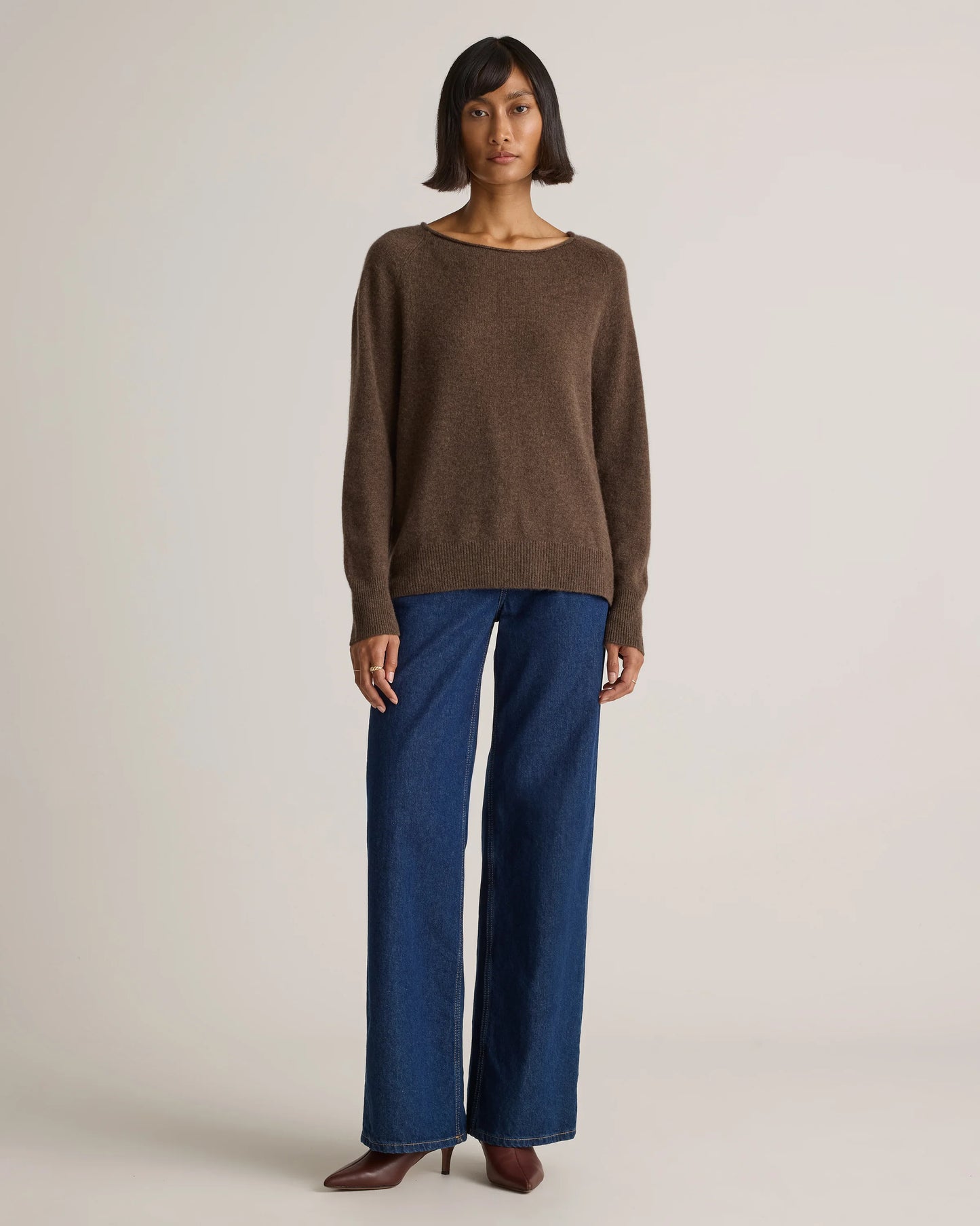Mongolian Cashmere Boatneck Sweater - XS / Black