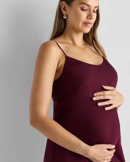 Washable Stretch Silk Maternity Slip Dress - XS / Moonstone Blue Heirloom Floral