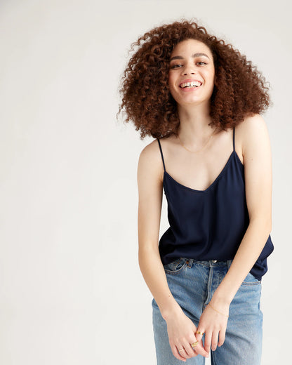 Washable Stretch Silk V-Neck Cami - XS / Ivory