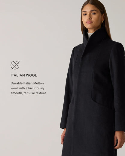 Italian Wool Cocoon Coat - XS / Black