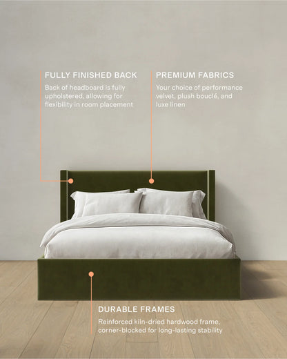 Wingback Bed in Performance Velvet - Full / Butterscotch