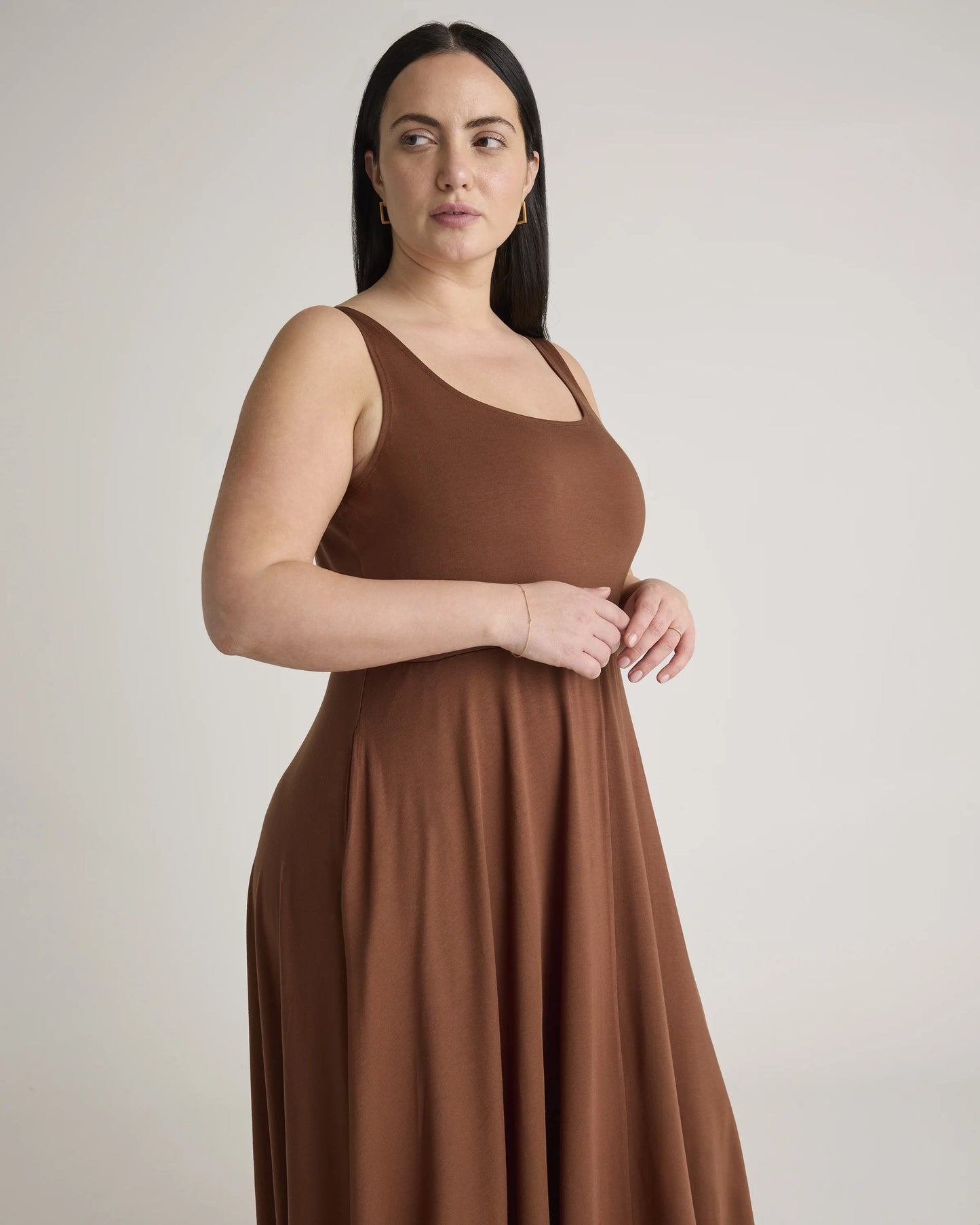 Tencel Jersey Fit & Flare Dress - 1X / Brown