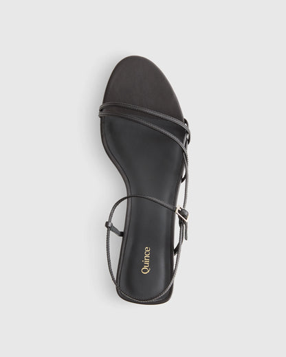 Italian Leather 70mm Strappy Heel - 5 / Metallic Gold