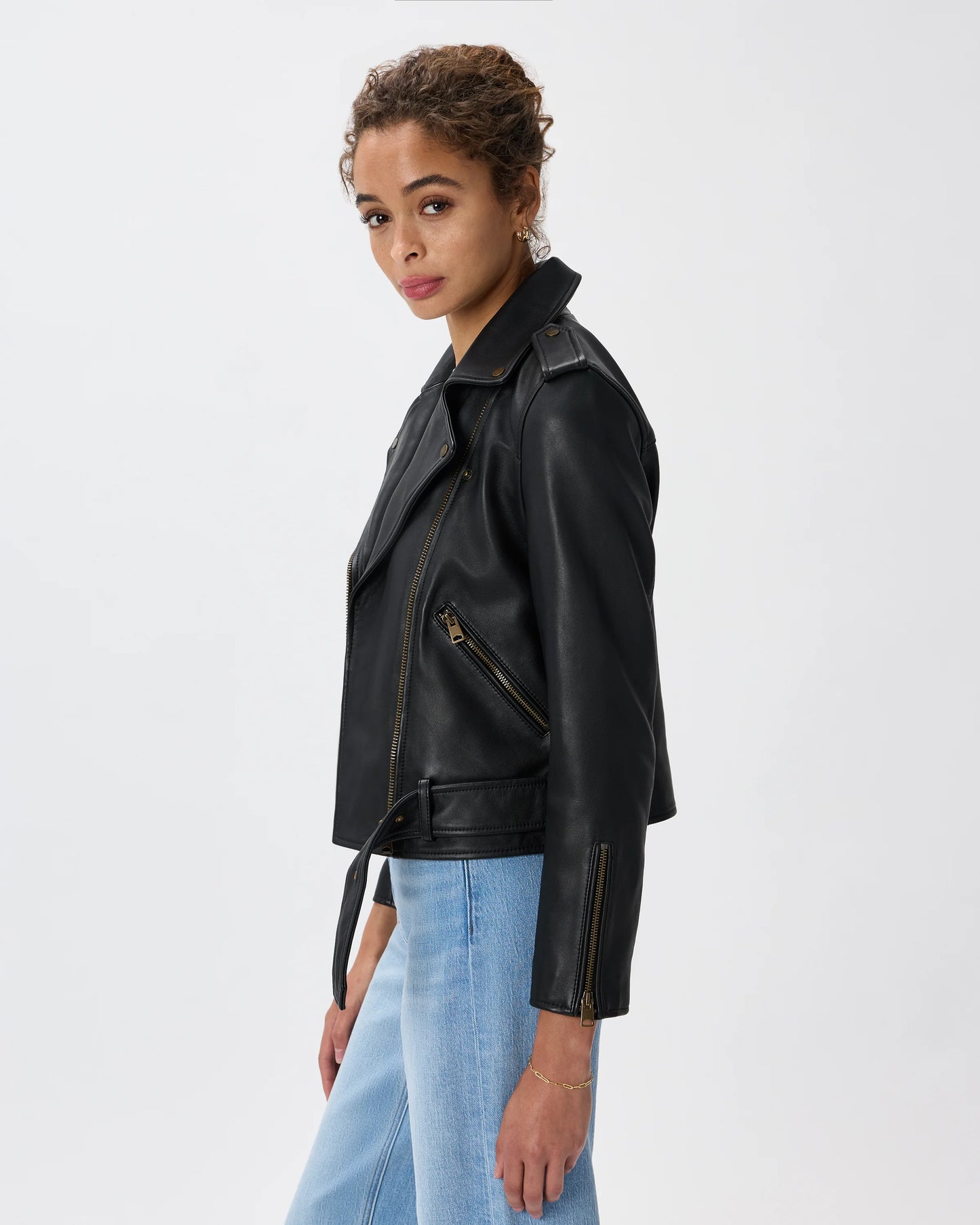 100% Leather Motorcycle Jacket - XS / Cognac