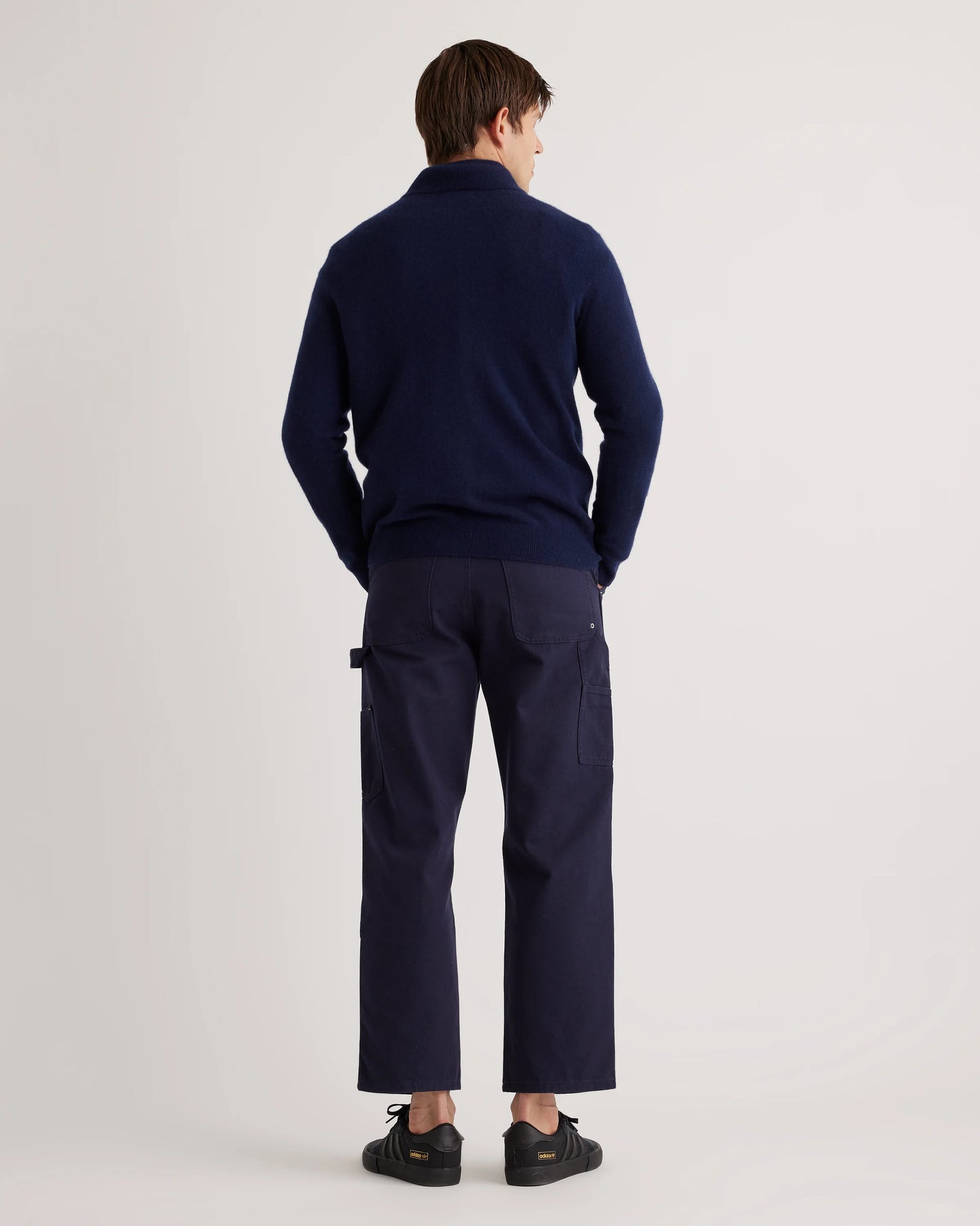 Mongolian Spring Cashmere Quarter Zip Sweater - S / Navy
