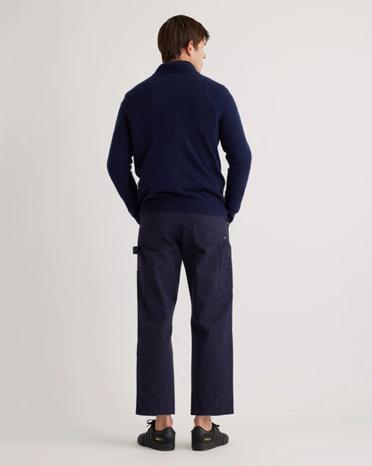 Mongolian Spring Cashmere Quarter Zip Sweater - S / Navy