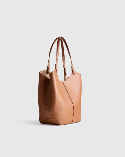 Italian Leather Trapeze Tote - One Size / Dark Brown