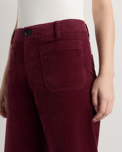Organic Stretch Corduroy Cropped Wide Leg Pants - 0 / Black