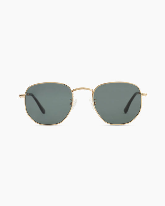 Leighton Polarized Stainless Steel Sunglasses - One Size / Gold with Green lens