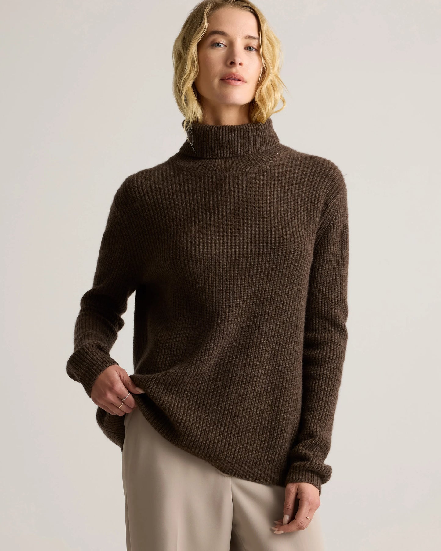 Mongolian Cashmere Fisherman Turtleneck Sweater - XS / Black