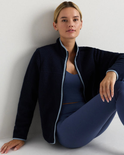 Sherpa Full-Zip Jacket - XS / Deep Navy/Spa Blue