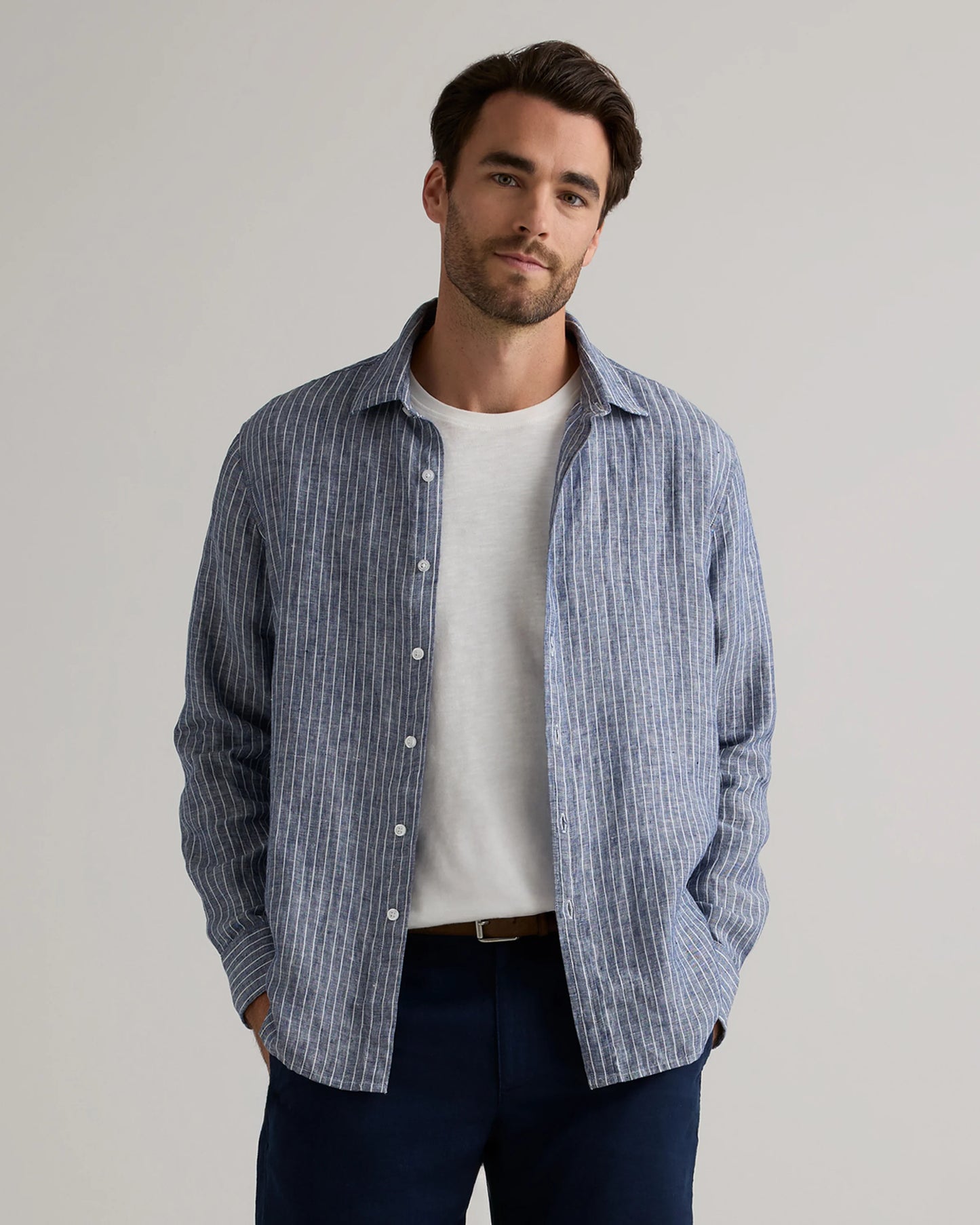 100% European Linen Relaxed Long Sleeve Shirt - XS / Flax
