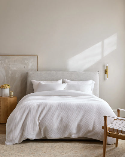 Organic Waffle Duvet Cover - Twin / White
