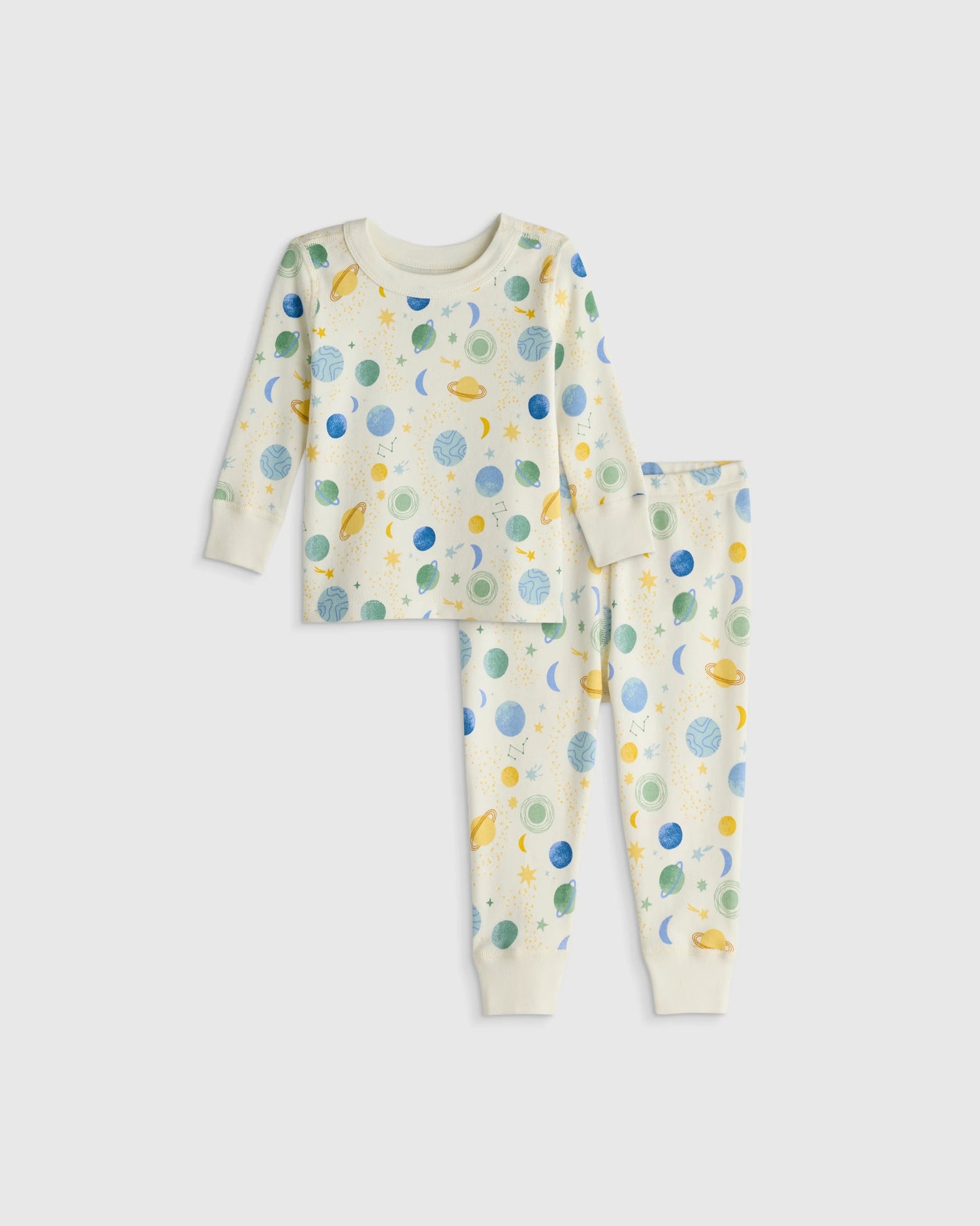 100% Organic Cotton Long Sleeve and Pant Pajama Set - 12-18M / Navy Stripe