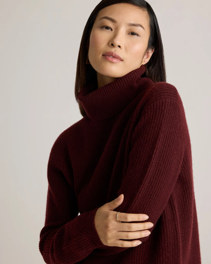 Mongolian Cashmere Fisherman Turtleneck Sweater - XS / Black