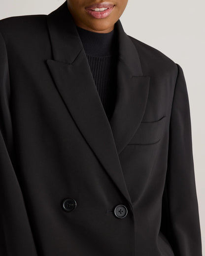 Stretch Crepe Relaxed Double-Breasted Blazer - XS / Sand