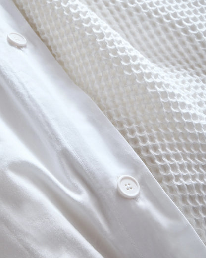 Organic Waffle Duvet Cover Set - Twin / White