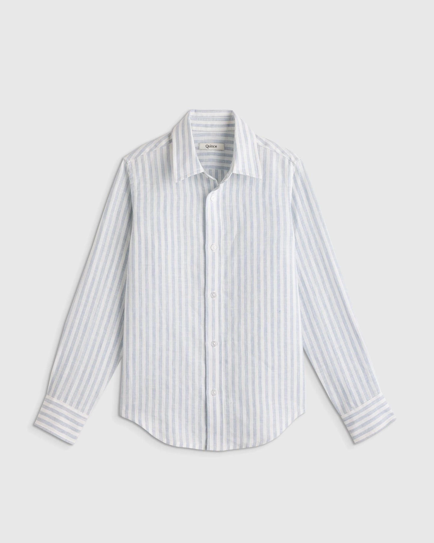100% European Linen Long Sleeve Shirt - 6 / Sky Blue Mariner Stripe