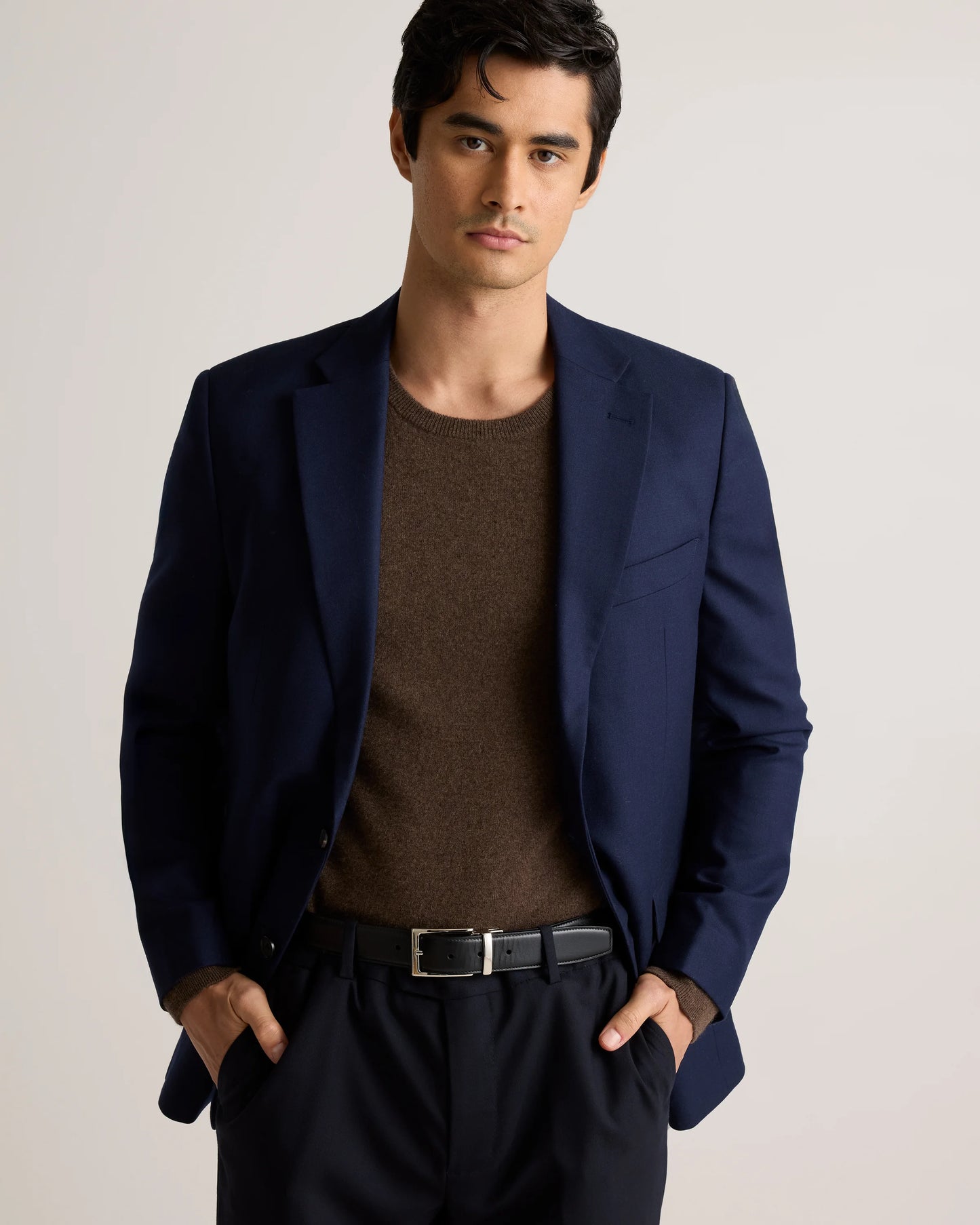 Stretch Wool Blazer - S / Grey Melange