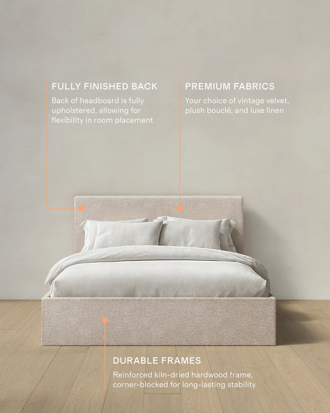 Plush Boucle Square Bed - Full / Ivory
