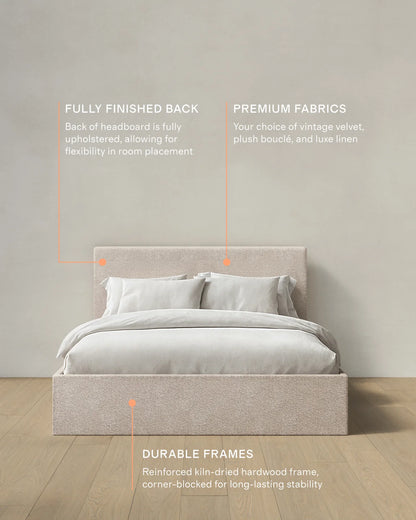 Plush Boucle Square Bed - Full / Ivory