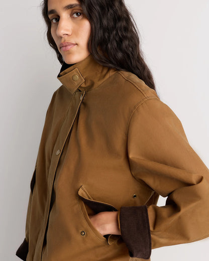Organic Waxed Cotton Cropped Barn Jacket - XS / Vintage Black