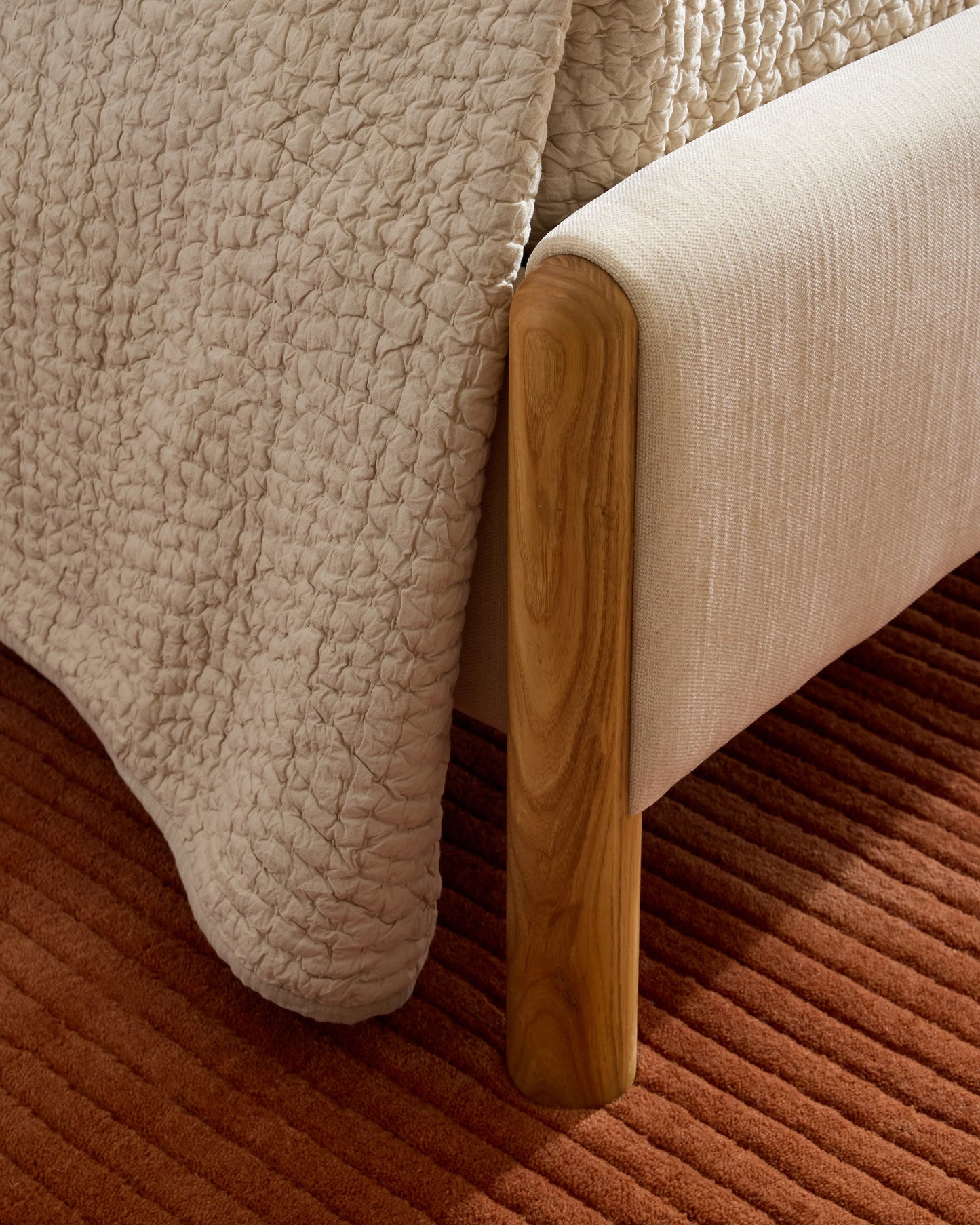 Solid Wood and Performance Fabric Bed - Queen / Natural