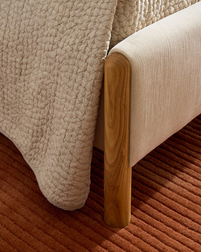 Solid Wood and Performance Fabric Bed - Queen / Natural