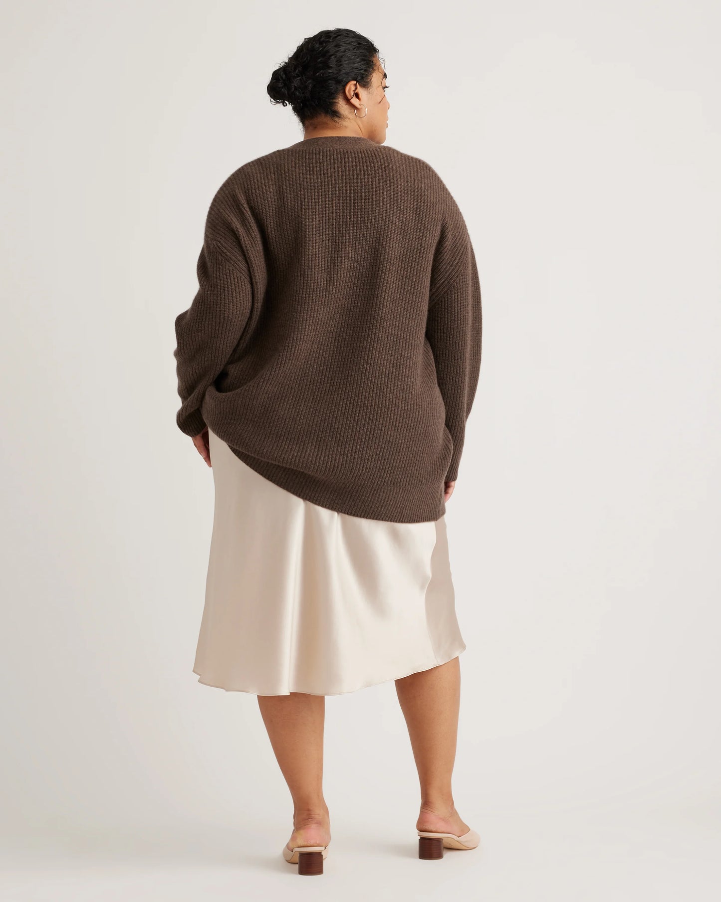 Mongolian Cashmere Oversized Boyfriend Cardigan Sweater - 1X / Camel