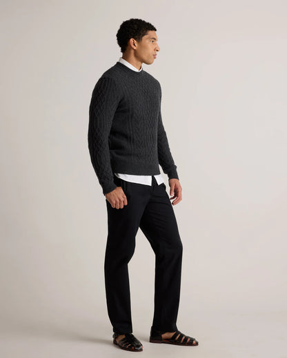 Mongolian Cashmere Cable Crewneck Sweater - S / True Navy