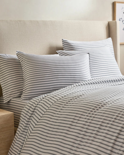 Bamboo Stripe Duvet Cover Set - Twin / Double Stripe Espresso